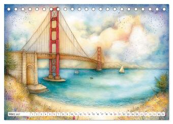 Die Golden Gate Bridge - Ikone am Pazifik (Tischkalender 2027 DIN A5 quer), CALVENDO Monatskalender