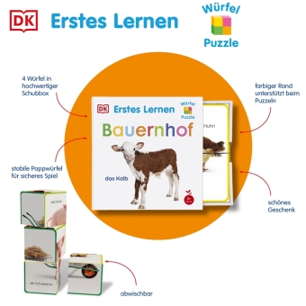 Erstes Lernen Würfelpuzzle. Bauernhof
