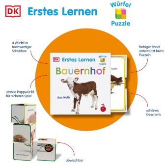 Erstes Lernen Würfelpuzzle. Bauernhof
