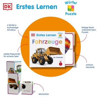 Erstes Lernen Würfelpuzzle. Fahrzeuge
