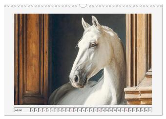 Spanische Eleganz. Edle Schimmel auf dem Gestüt (Wandkalender 2027 DIN A3 quer), CALVENDO Monatskalender