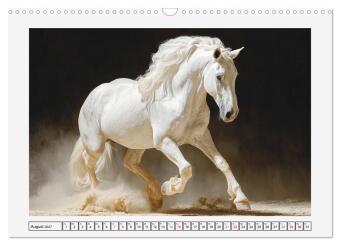 Spanische Eleganz. Edle Schimmel auf dem Gestüt (Wandkalender 2027 DIN A3 quer), CALVENDO Monatskalender