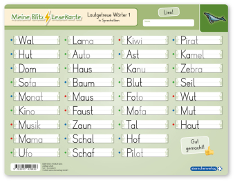 Meine Blitzlesekarten Set 1 zur Leseförderung (4 Lerntafeln mit Stift)