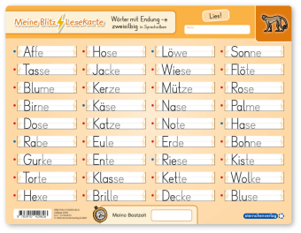 Meine Blitzlesekarten Set 1 zur Leseförderung (4 Lerntafeln mit Stift)