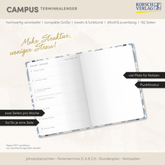 Terminkalender Campus Blätter 18 Monate 2027/2028