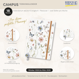 Terminkalender Campus Schmetterlinge 18 Monate 2027/2028