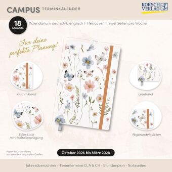 Terminkalender Campus Schmetterlinge 18 Monate 2027/2028