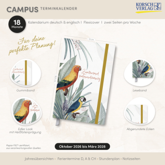 Terminkalender Campus Papagei 18 Monate 2027/2028
