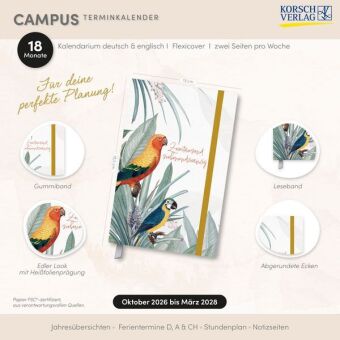 Terminkalender Campus Papagei 18 Monate 2027/2028