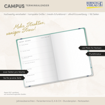 Terminkalender Campus Palmen 18 Monate 2027/2028