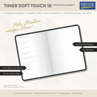 Timer Soft Touch 18 Monate dunkelgrün 2027/2028
