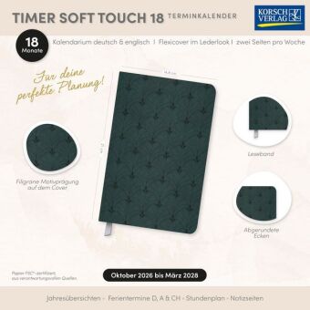 Timer Soft Touch 18 Monate dunkelgrün 2027/2028
