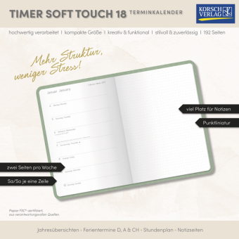 Timer Soft Touch 18 Monate jade 2027/2028