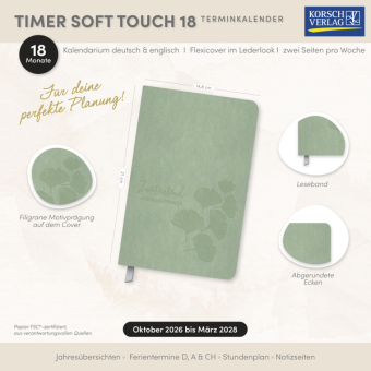 Timer Soft Touch 18 Monate jade 2027/2028