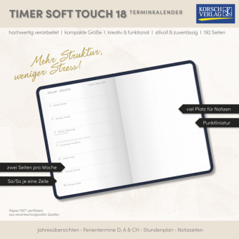 Timer Soft Touch 18 Monate dunkelblau 2027/2028