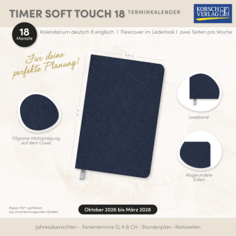 Timer Soft Touch 18 Monate dunkelblau 2027/2028