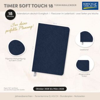Timer Soft Touch 18 Monate dunkelblau 2027/2028