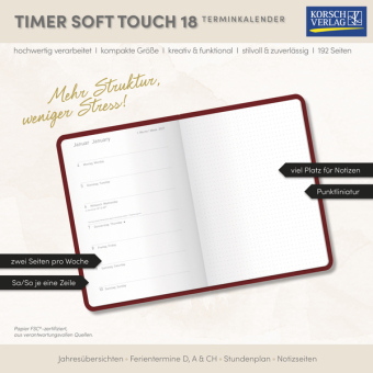 Timer Soft Touch 18 Monate Rubin 2027/2028
