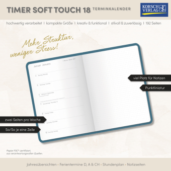 Timer Soft Touch 18 Monate petrol 2027/2028