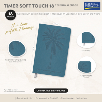 Timer Soft Touch 18 Monate petrol 2027/2028