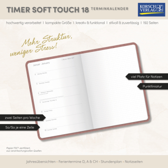 Timer Soft Touch 18 Monate rosewood 2027/2028