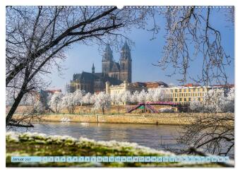 Magdeburger Dom 2027 (hochwertiger Premium Wandkalender 2027 DIN A2 quer), Kunstdruck in Hochglanz