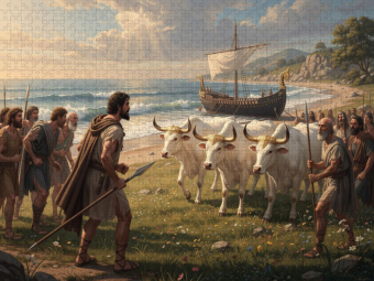 CALVENDO Puzzle Odysseus auf der Insel der Rinder des Helios | 1000 Teile Lege-Größe 64x48cm Foto-Puzzle für glückliche Stunden