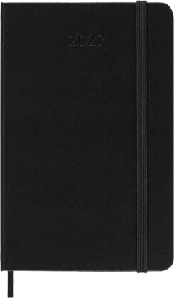 Moleskine 12 Monate WochenKalender 2027, Pocket/A6, 1 Wo = 2 Seiten, horizontal, fester Einband, Schwarz
