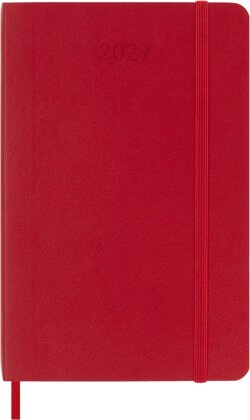Moleskine 12 Monate Wochen NotizKalender 2027, Pocket/A6, 1 Wo = 1 Seite, rechts linierte Seite, weicher Einband, Scharlachrot