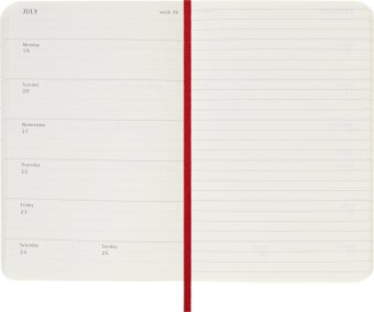 Moleskine 12 Monate Wochen NotizKalender 2027, Pocket/A6, 1 Wo = 1 Seite, rechts linierte Seite, weicher Einband, Scharlachrot