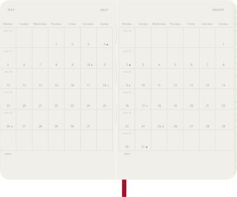 Moleskine 12 Monate Wochen NotizKalender 2027, Pocket/A6, 1 Wo = 1 Seite, rechts linierte Seite, weicher Einband, Scharlachrot