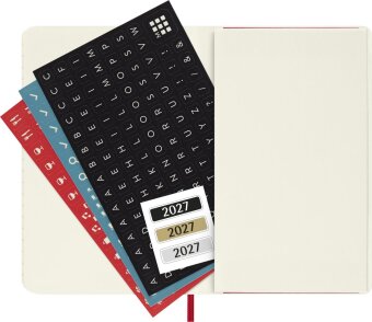 Moleskine 12 Monate Wochen NotizKalender 2027, Pocket/A6, 1 Wo = 1 Seite, rechts linierte Seite, weicher Einband, Scharlachrot