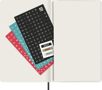 Moleskine 12 Monate Wochen NotizKalender deutsch 2027, Large/A5, 1 Wo = 1 Seite, rechts linierte Seite, weicher Einband, Schwarz