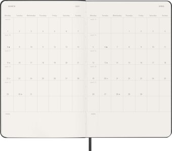 Moleskine 12 Monate WochenKalender 2027, Large/A5, 1 Wo = 2 Seiten, horizontal, fester Einband, Schwarz