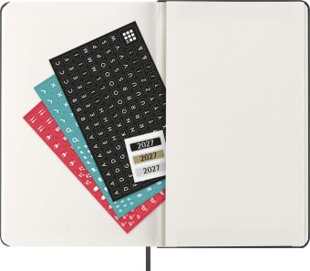 Moleskine 12 Monate WochenKalender 2027, Large/A5, 1 Wo = 2 Seiten, horizontal, fester Einband, Schwarz