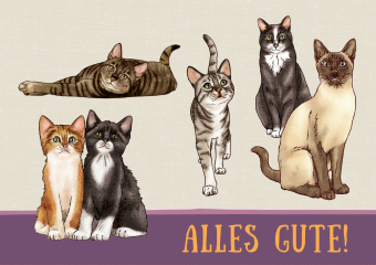 Pop-up-Grußkarte - I love Cats