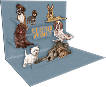 Pop-up-Grußkarte - I love Dogs