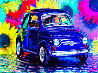 CALVENDO Puzzle Knuffig, aber für große Menschen zu eng: der italienische Fiat 500 der ersten Generation. | 1000 Teile Lege-Größe 64x48cm Foto-Puzzle für glückliche Stunden