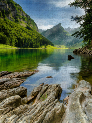 CALVENDO Puzzle Seealpsee - Appenzeller Land | 1000 Teile Lege-Größe 64x48cm Foto-Puzzle für glückliche Stunden