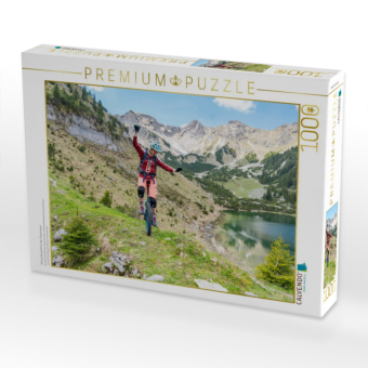 CALVENDO Puzzle Einrad downhill an den Soiernseen | 1000 Teile Lege-Größe 64x48cm Foto-Puzzle für glückliche Stunden