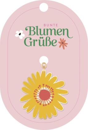 Bunte Blumengrüße Emaille-Schlüsselanhänger Blüte gelb