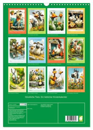 Glückliche Tiere. Ein lieblicher Kinderkalender (Wandkalender 2027 DIN A3 hoch), CALVENDO Monatskalender