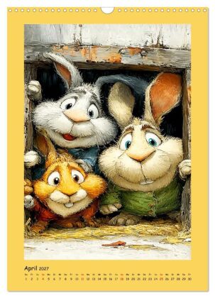 Glückliche Tiere. Ein lieblicher Kinderkalender (Wandkalender 2027 DIN A3 hoch), CALVENDO Monatskalender