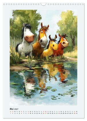 Glückliche Tiere. Ein lieblicher Kinderkalender (Wandkalender 2027 DIN A3 hoch), CALVENDO Monatskalender