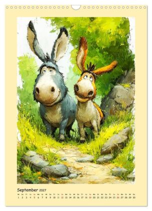 Glückliche Tiere. Ein lieblicher Kinderkalender (Wandkalender 2027 DIN A3 hoch), CALVENDO Monatskalender