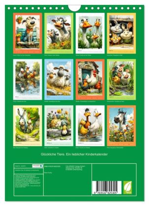 Glückliche Tiere. Ein lieblicher Kinderkalender (Wandkalender 2027 DIN A4 hoch), CALVENDO Monatskalender