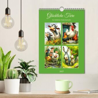 Glückliche Tiere. Ein lieblicher Kinderkalender (Wandkalender 2027 DIN A4 hoch), CALVENDO Monatskalender
