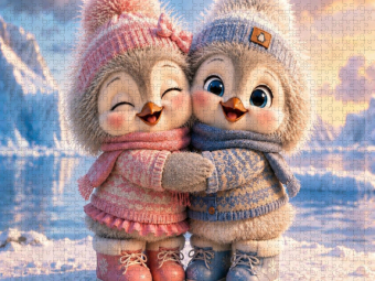 CALVENDO Puzzle Winterfreunde für immer | 1000 Teile Lege-Größe 64x48cm Foto-Puzzle für glückliche Stunden