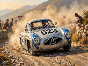 CALVENDO Puzzle Platz 2 bei der Targa Florio 1952 - Karl Kling und Hans Klenk | 1000 Teile Lege-Größe 64x48cm Foto-Puzzle für glückliche Stunden