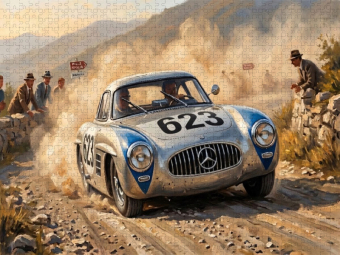 CALVENDO Puzzle Platz 2 bei der Targa Florio 1952 - Karl Kling und Hans Klenk | 1000 Teile Lege-Größe 64x48cm Foto-Puzzle für glückliche Stunden